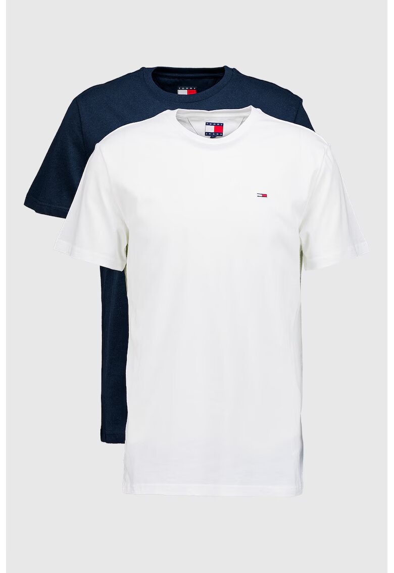 Tommy Jeans Set de tricouri de bumbac cu decolteu la baza gatului - 2 piese - Alb/Albastru ultramarin