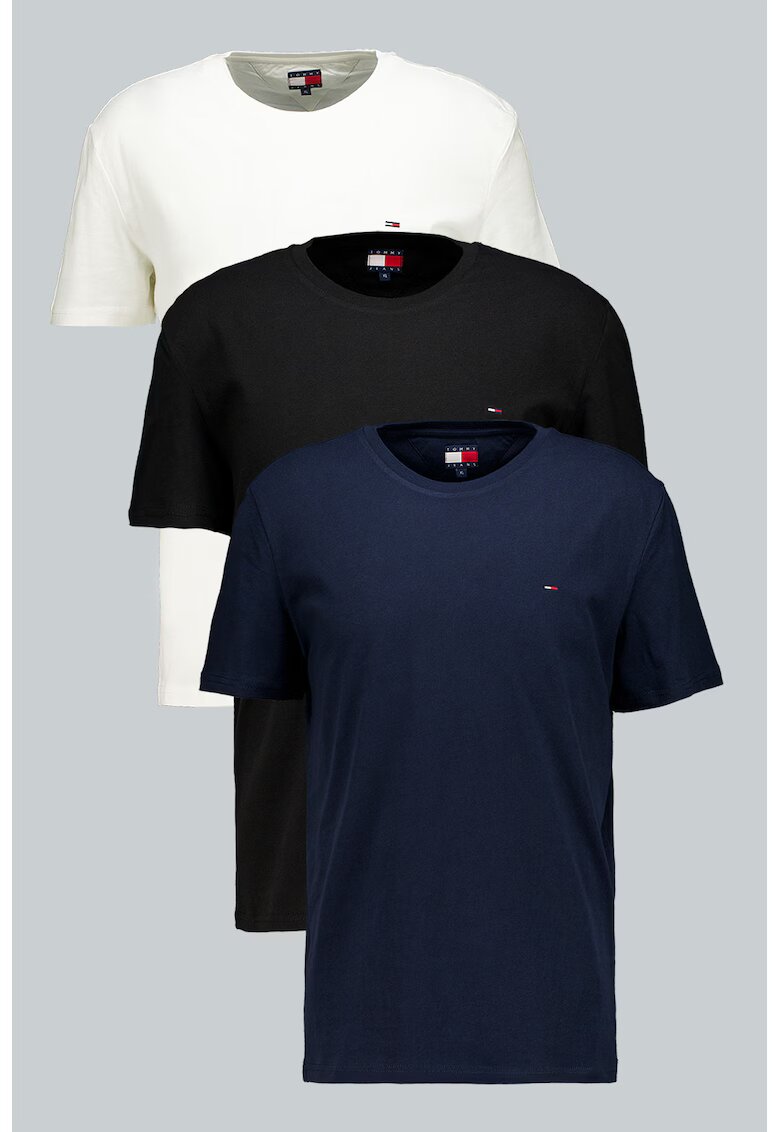 Tommy Jeans Set de tricouri slim fit - 3 piese - Negru/Alb murdar/Bleumarin