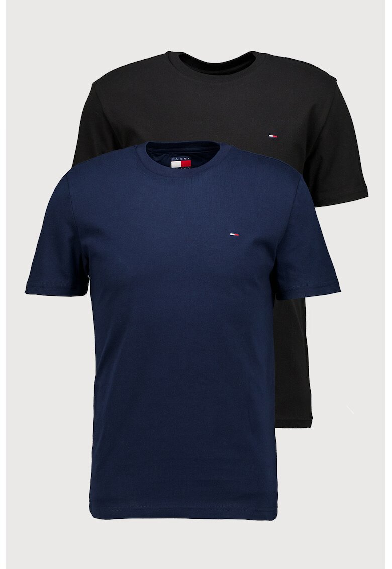Tommy Jeans Set de tricouri slim fit din bumbac - 2 piese - Negru stins/Bleumarin