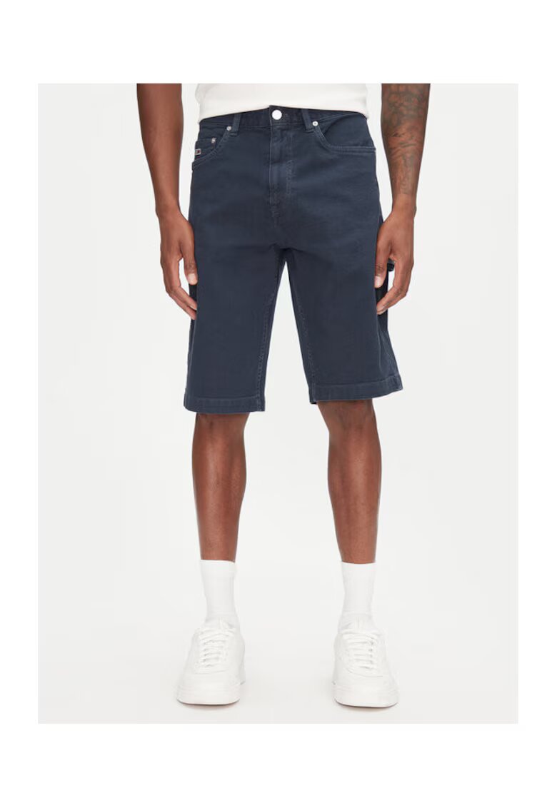 Tommy Jeans Sorturi din material textil pentru barbati - Bleumarin - 97% bumbac organic - 3% elastan -
