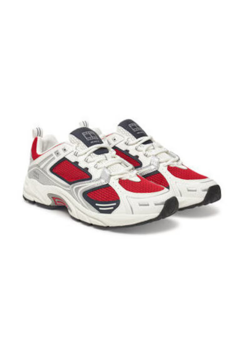 Tommy Jeans Tenisi barbati - piele naturala - alb/rosu -