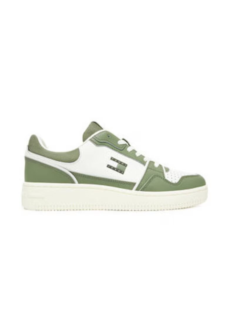 Tommy Jeans Tenisi barbati - piele naturala - alb/verde -