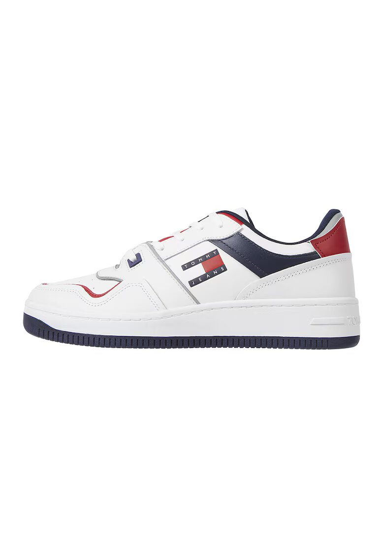 Tommy Jeans Tenisi de piele cu detalii logo - Alb/Bleumarin