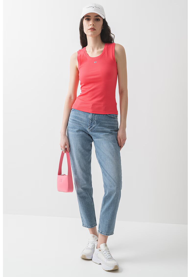 Tommy Jeans Top slim fit cu decolteu rotund