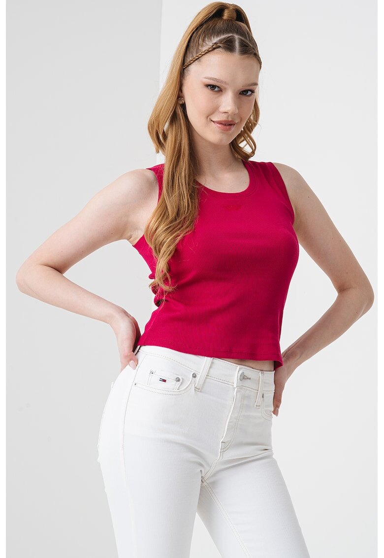 Tommy Jeans Top slim fit cu detaliu logo