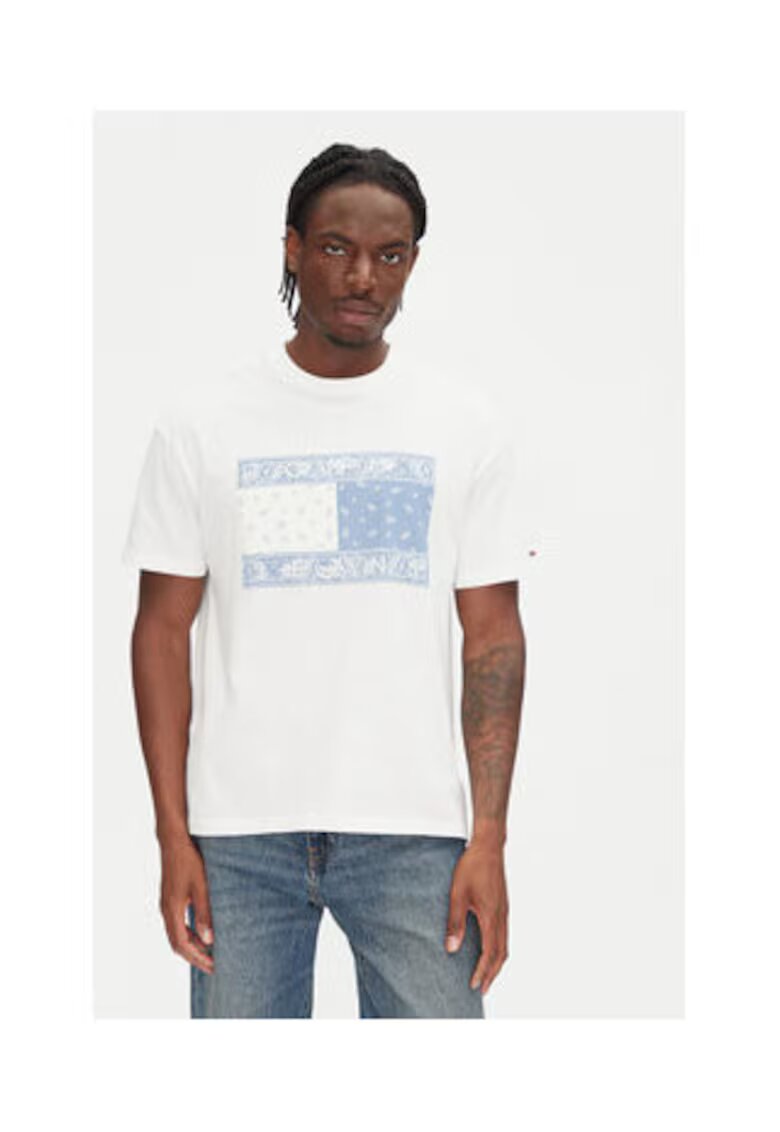 Tommy Jeans Tricou barbati - ecru - 100% bumbac -