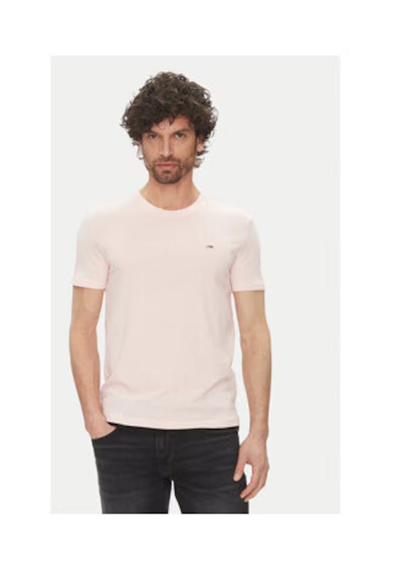 Tommy Jeans Tricou barbati - roz - bumbac si poliester -