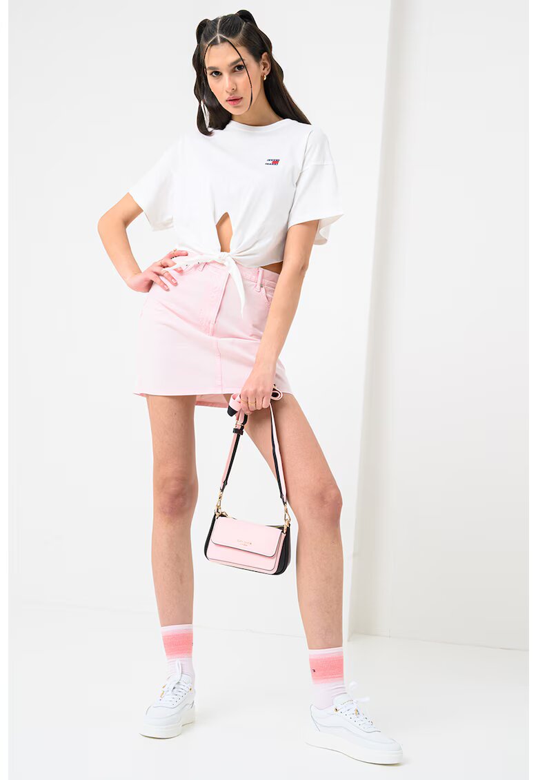 Tommy Jeans Tricou crop cu decolteu la baza gatului