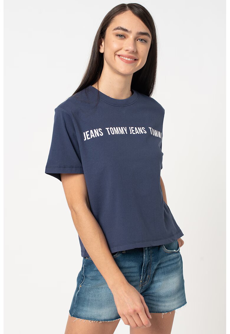 Tommy Jeans Tricou crop din bumbac organic - Bleumarin