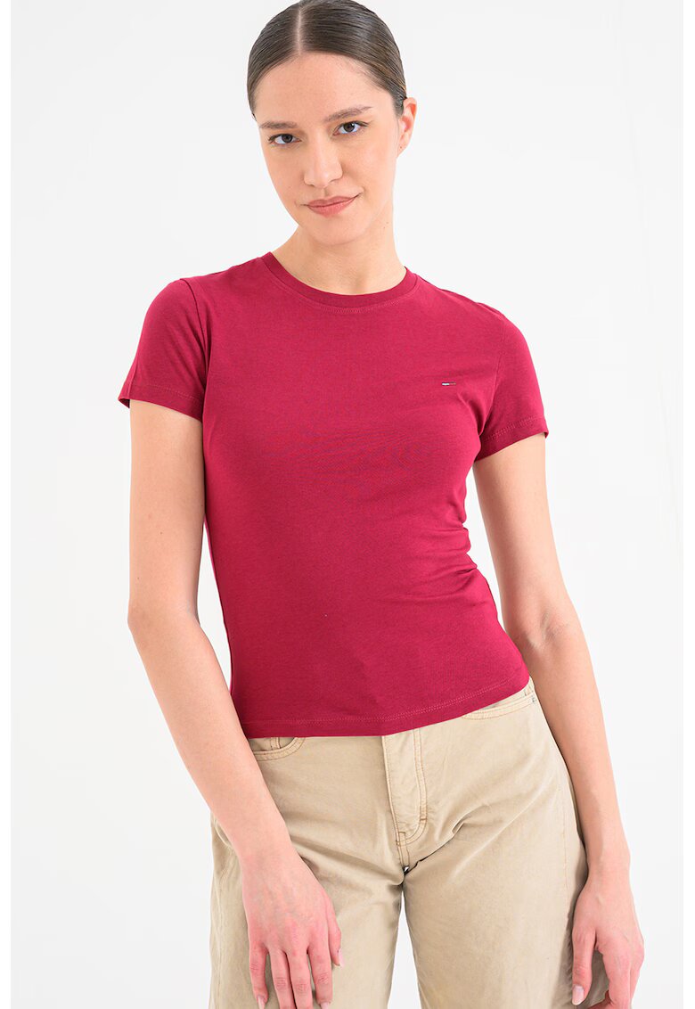 Tommy Jeans Tricou cu broderie logo - Rosu inchis
