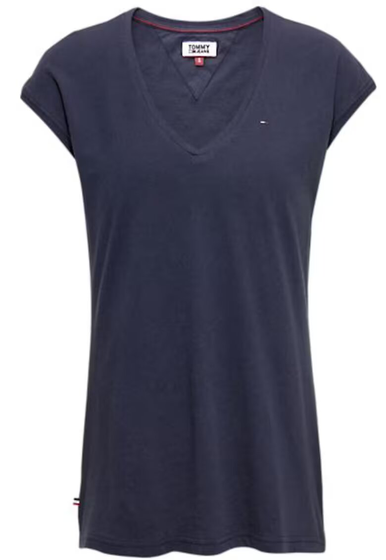 Tommy Jeans Tricou cu decolteu in V din ametec de in