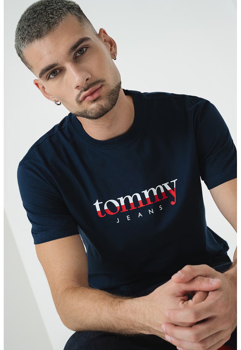 Tommy Jeans Tricou cu decolteu la baza gatului si imprimeu logo - Rosu/Alb/Bleumarin