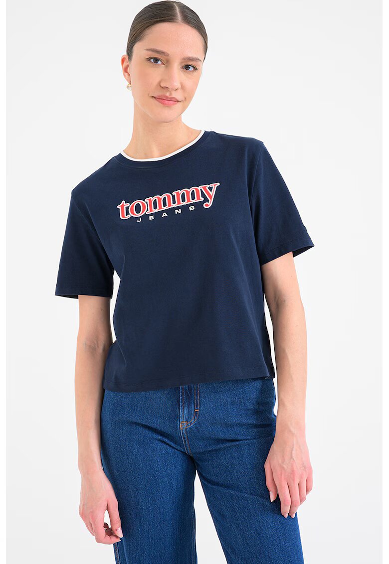 Tommy Jeans Tricou cu imprimeu logo - Bleumarin