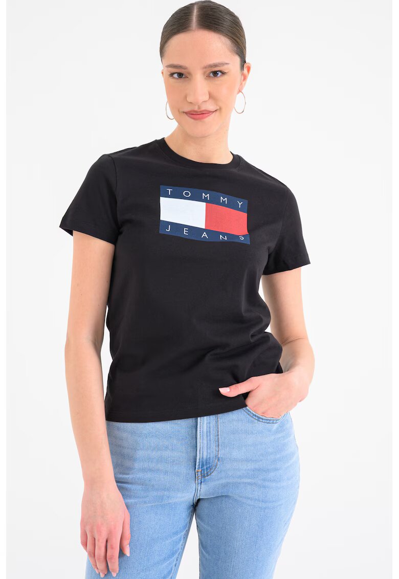 Tommy Jeans Tricou cu imprimeu logo - Negru