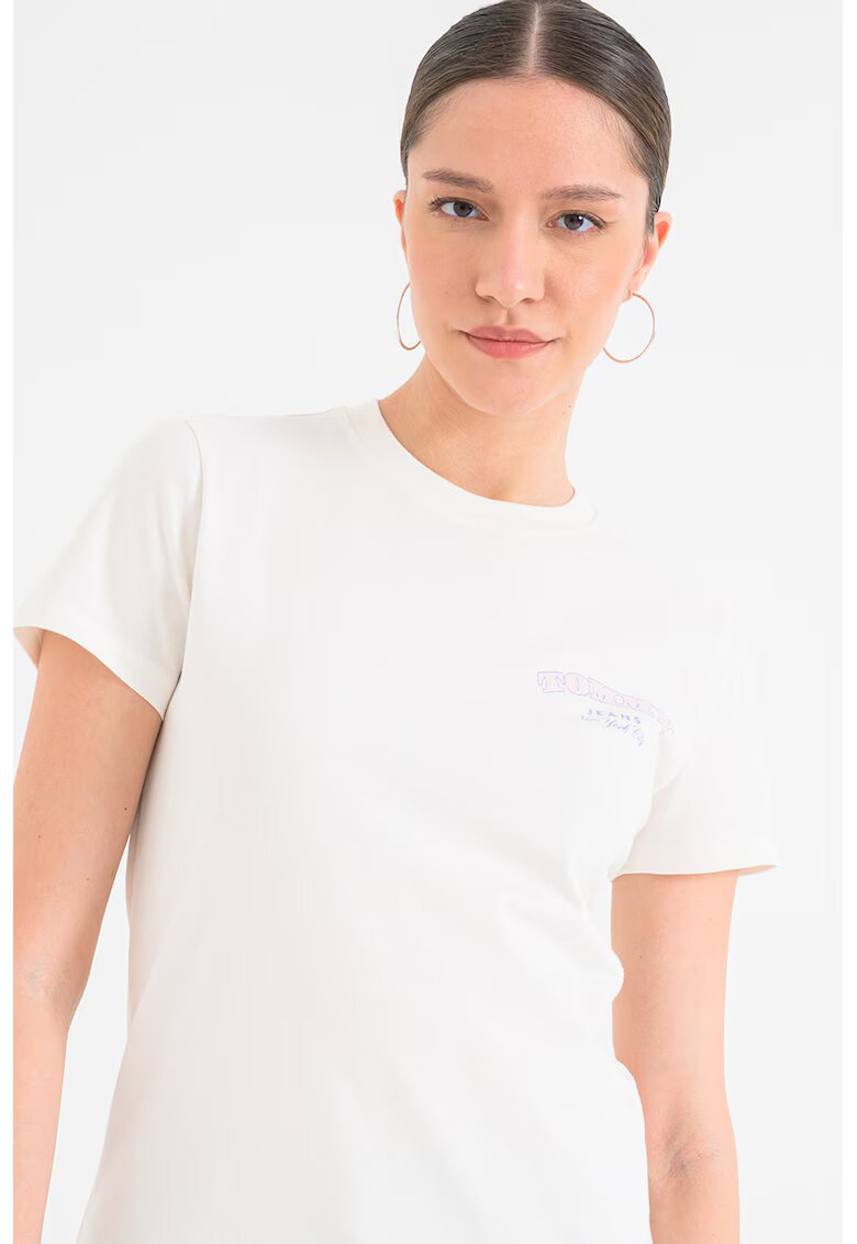 Tommy Jeans Tricou cu imprimeu pe spate - Crem