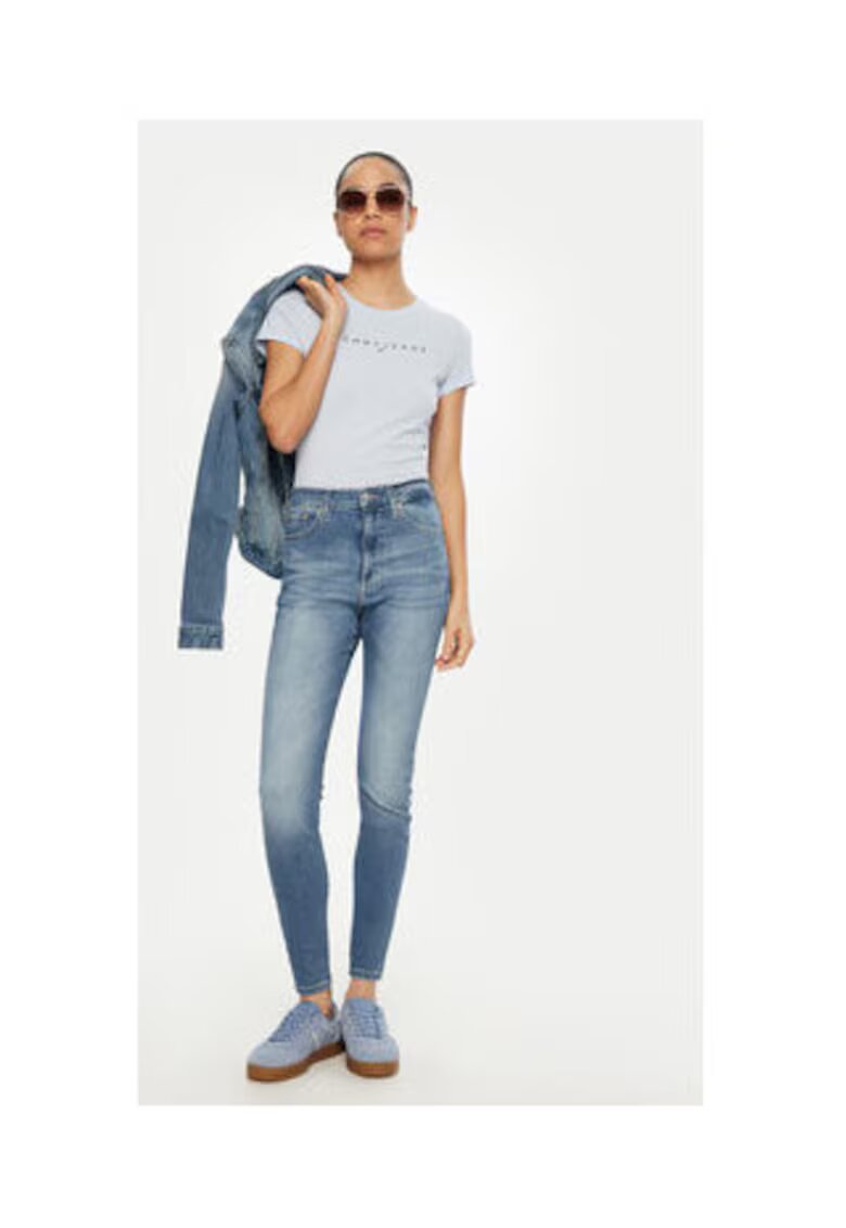 Tommy Jeans Tricou Dama - Albastru deschis - 100% bumbac -