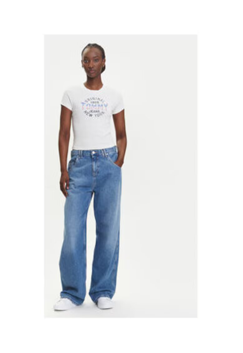 Tommy Jeans Tricou dama - Ecru - 95% bumbac - 5% elastan -