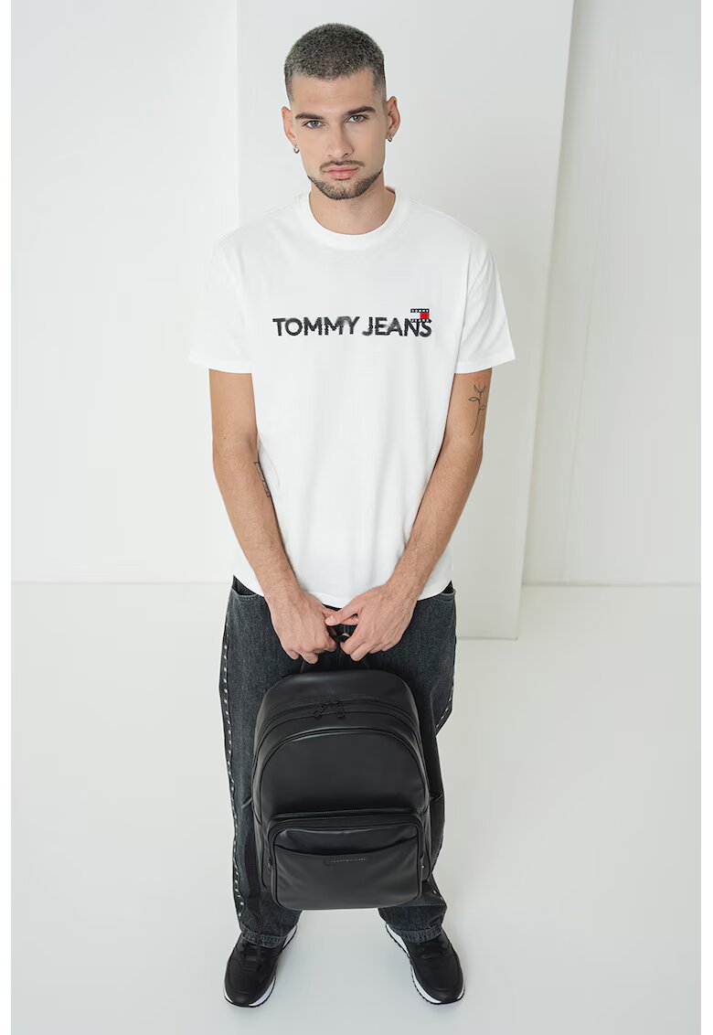 Tommy Jeans Tricou de bumbac cu imprimeu logo - Alb/Negru