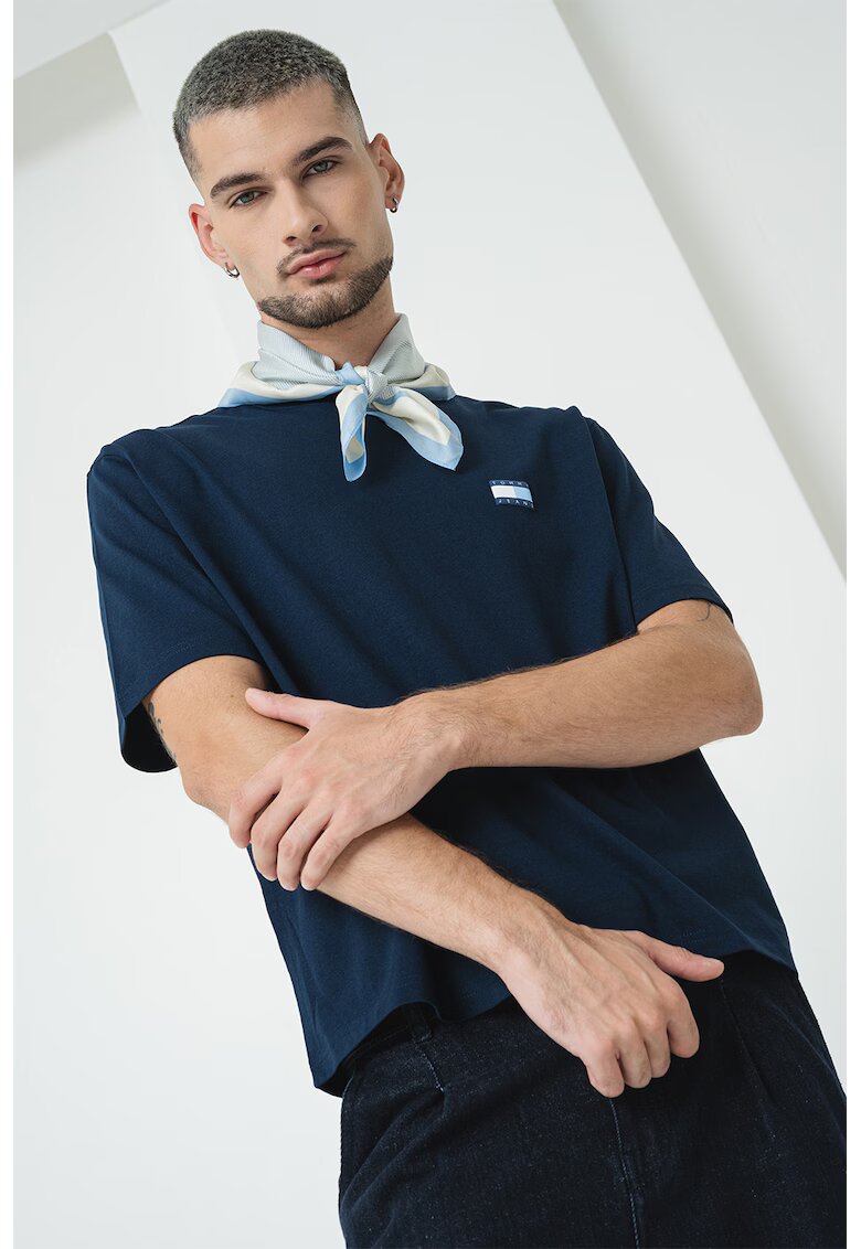 Tommy Jeans Tricou de bumbac cu imprimeu pe partea din spate - Alb/Bleumarin