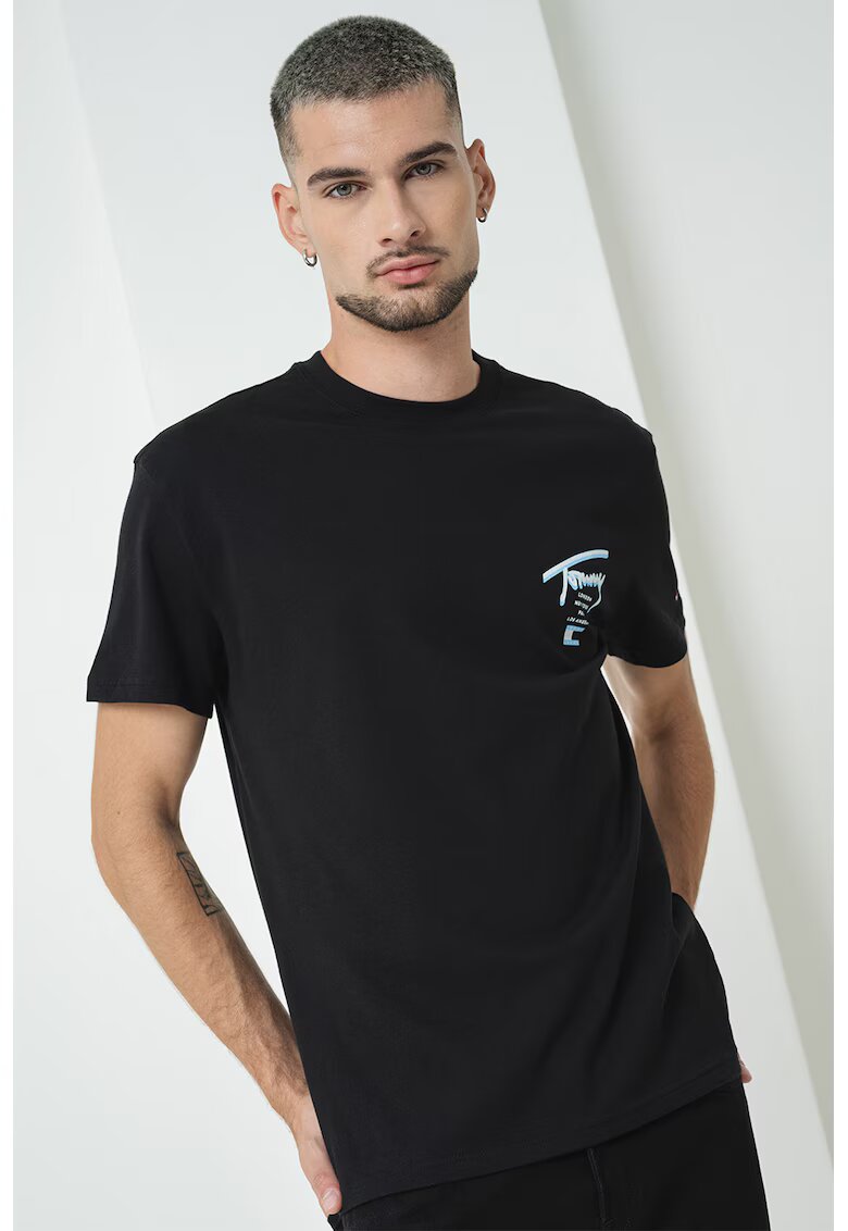 Tommy Jeans Tricou de bumbac Signature City - Alb/Negru/Albastru