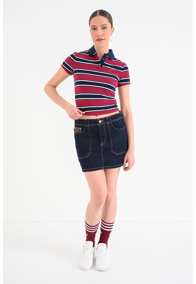 Tommy Jeans Tricou din amestec de bumbac - Visiniu/Bleumarin