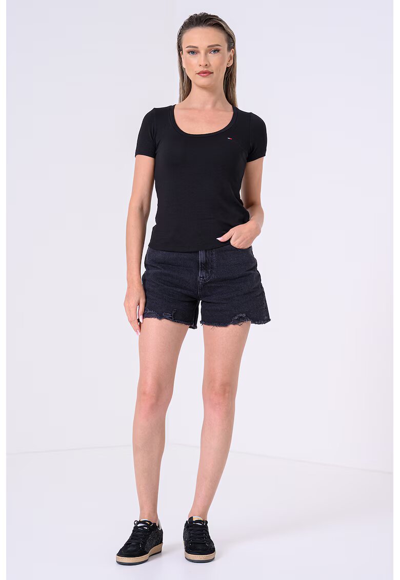 Tommy Jeans Tricou din amestec de modal - Negru