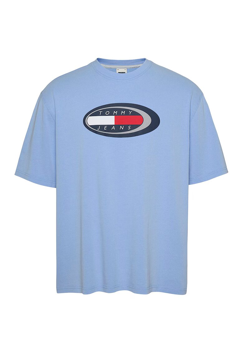 Tommy Jeans Tricou din bumbac cu imprimeu logo - Albastru deschis
