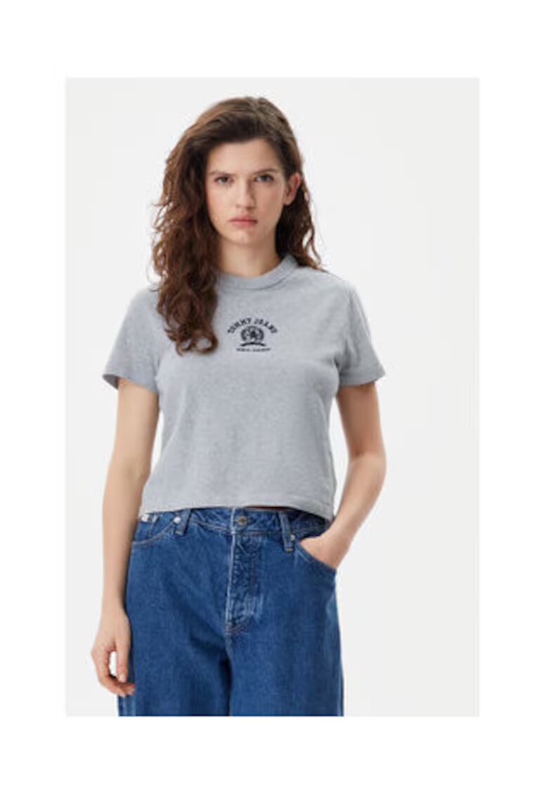 Tommy Jeans Tricou pentru femei - bumbac - gri -