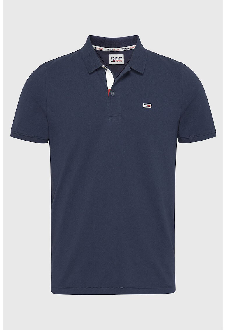 Tommy Jeans Tricou polo de bumbac organic cu logo - Bleumarin