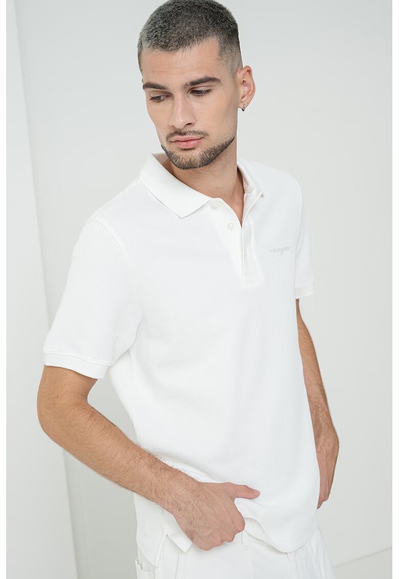 Tommy Jeans Tricou polo din bumbac cu logo - Alb