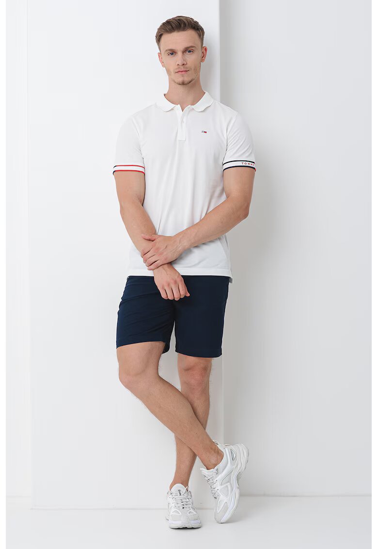 Tommy Jeans Tricou polo uni - Rosu/Alb murdar/Bleumarin