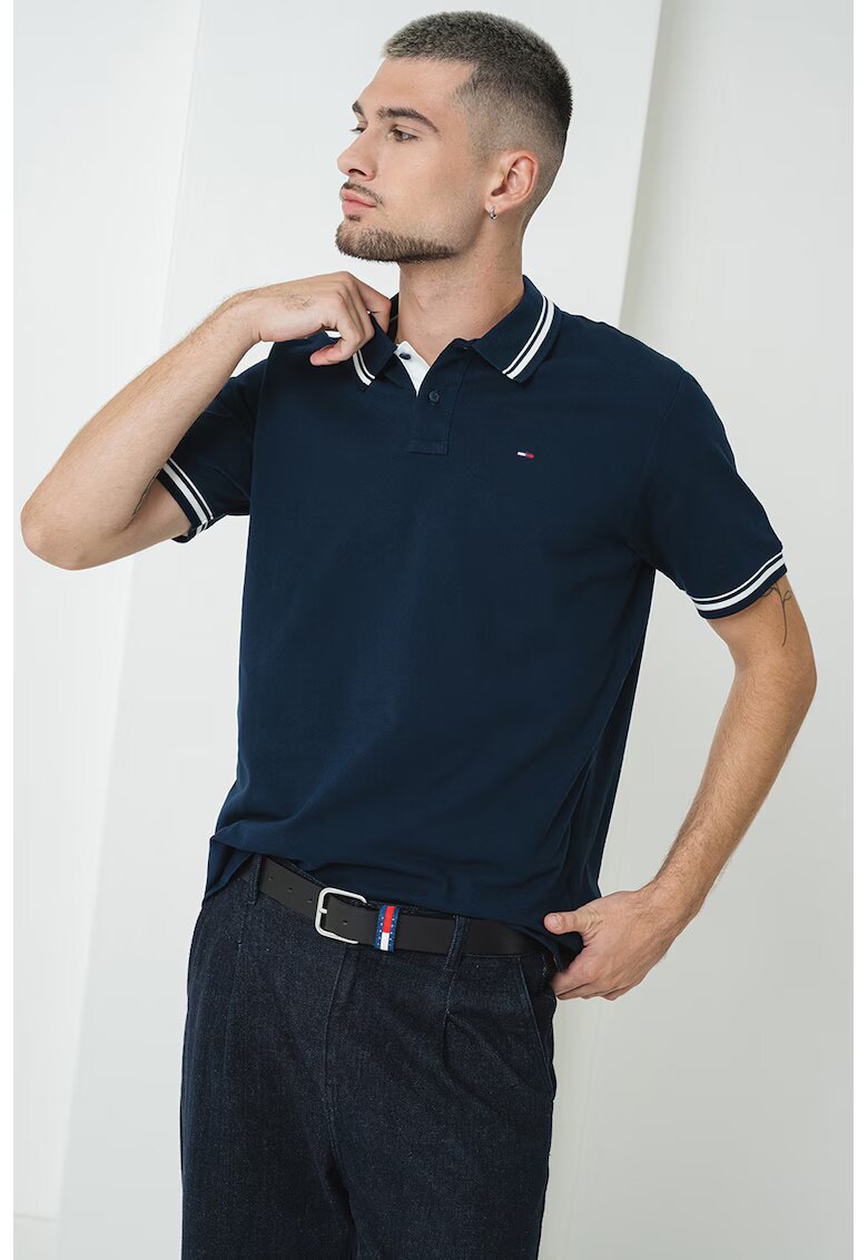 Tommy Jeans Tricou regular fit cu terminatii contrastante - Alb/Bleumarin