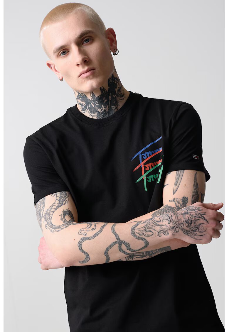 Tommy Jeans Tricou regular fit de bumbac cu decolteu la baza gatului