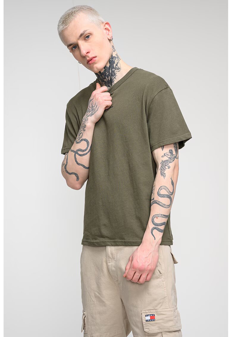Tommy Jeans Tricou relaxed fit din bumbac - Verde inchis
