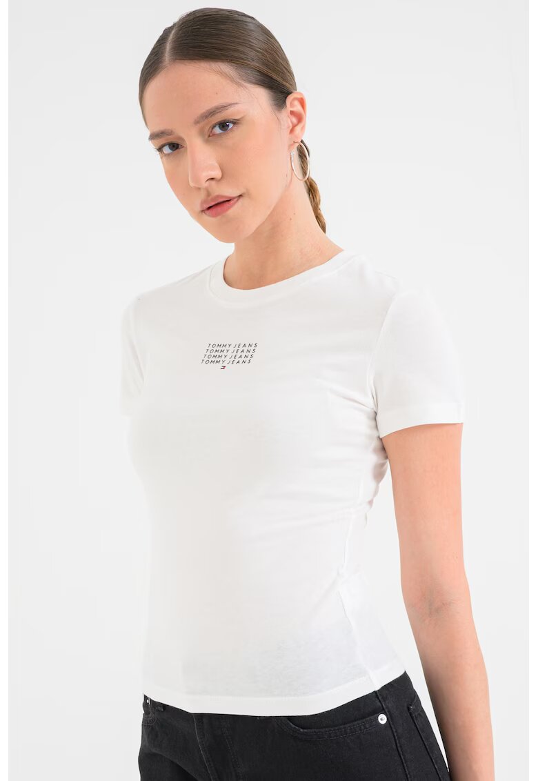 Tommy Jeans Tricou slim fit cu decolteu la baza gatului - Alb