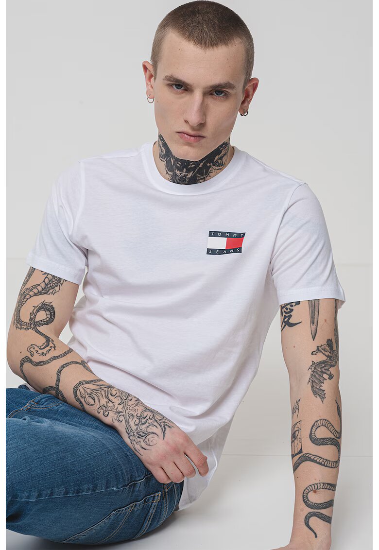 Tommy Jeans Tricou slim-fit cu imprimeu logo - Alb
