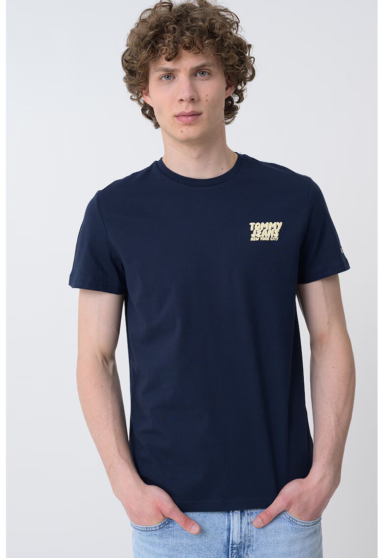 Tommy Jeans Tricou slim fit cu imprimeu logo - Bleumarin
