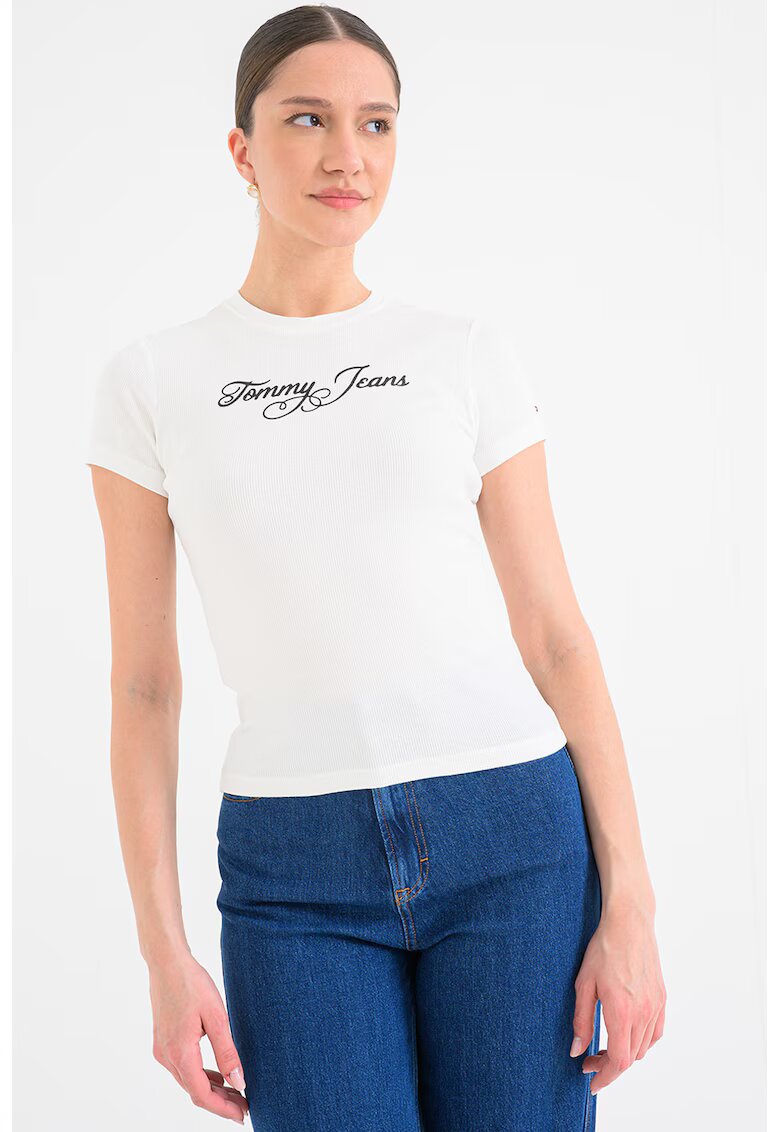 Tommy Jeans Tricou slim fit cu logo - Alb