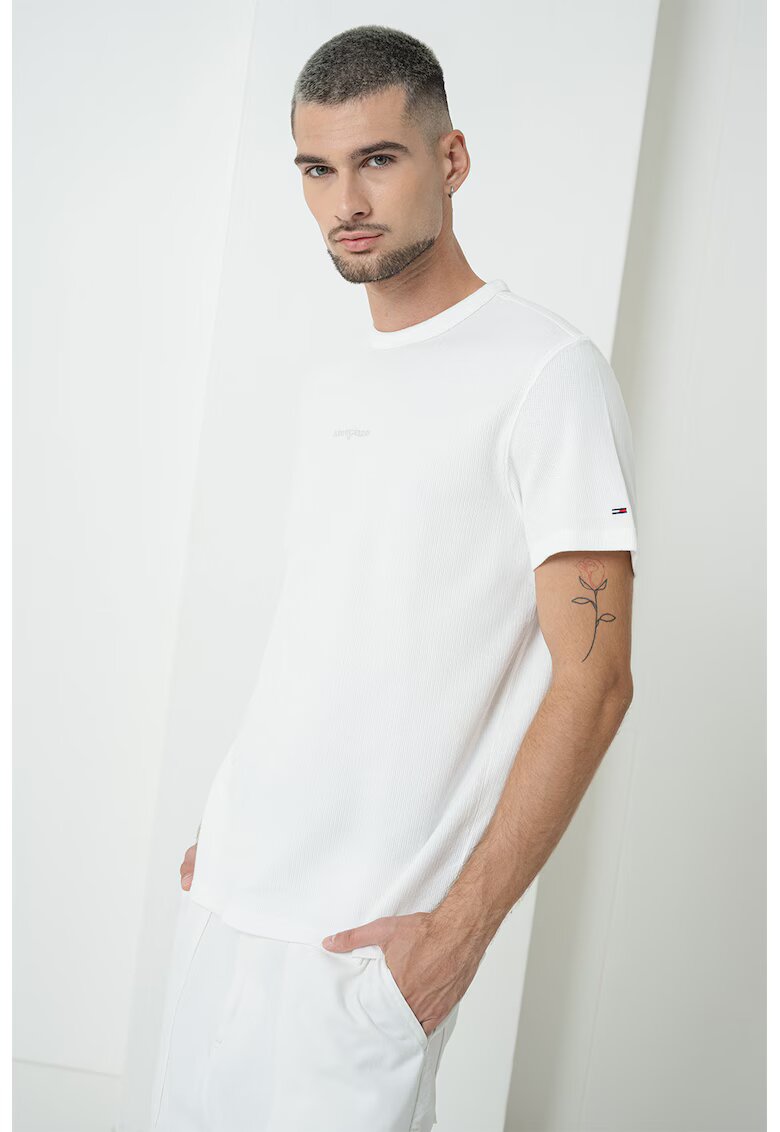 Tommy Jeans Tricou slim fit de bumbac - Alb/Gri