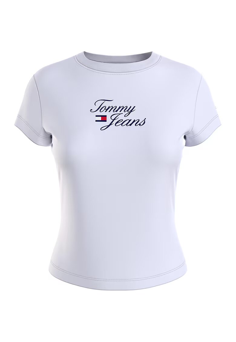 Tommy Jeans Tricou slim fit din amestec de bumbac organic - Alb
