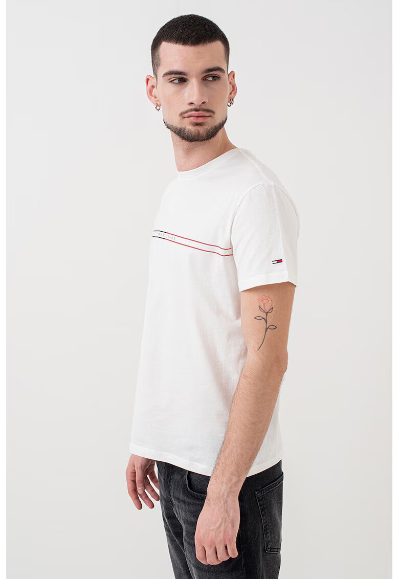 Tommy Jeans Tricou slim fit din bumbac. - Rosu/Alb optic