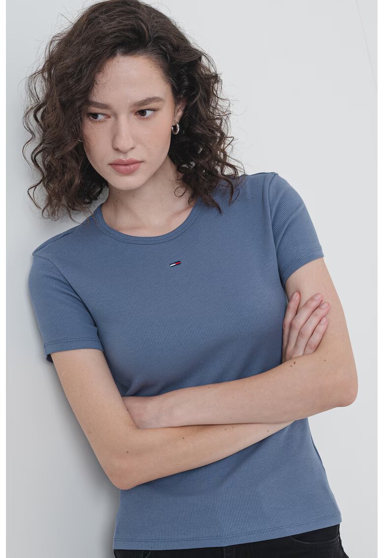 Tommy Jeans Tricou slim fit striat - Gri carbune