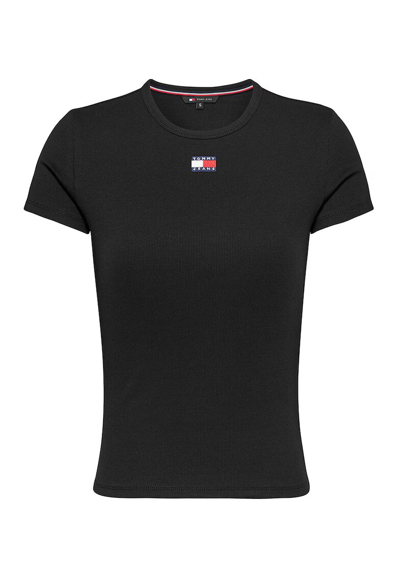 Tommy Jeans Tricou slim fit striat - Negru