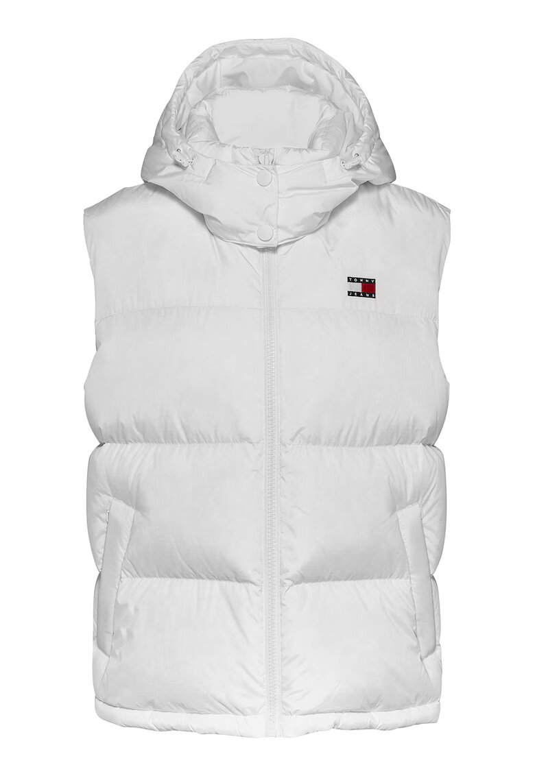 Tommy Jeans Vesta cu vatelina - gluga si fermoar - Alb