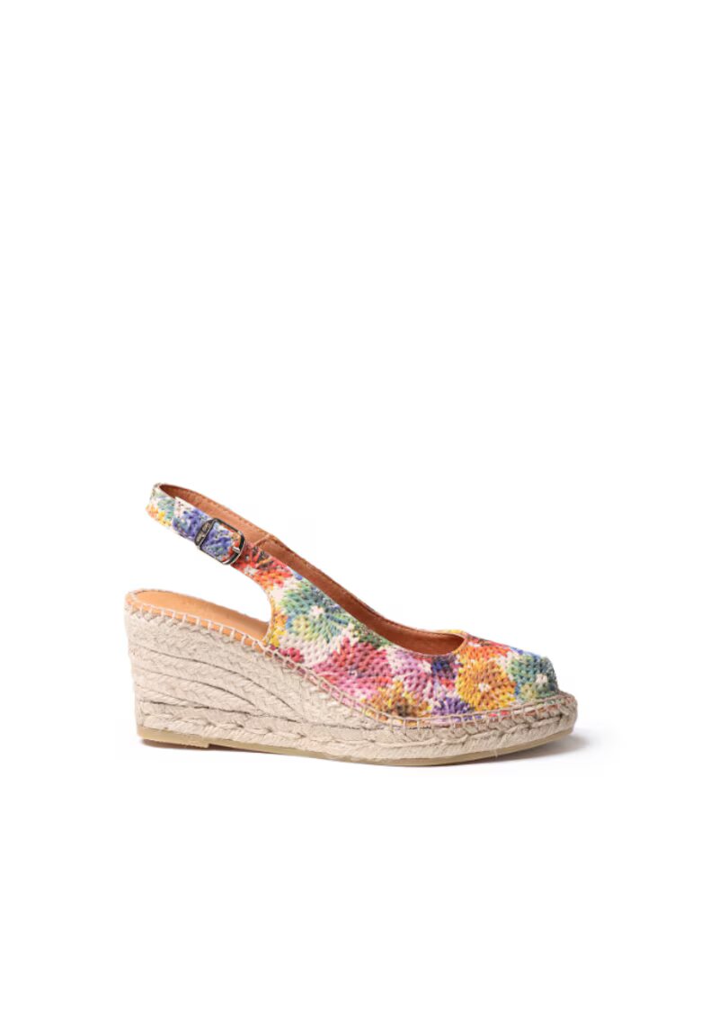 Toni Pons Sandale tip espadrile cu talpa wedge Carol-DM - Piele - Model floral - Multicolor - Multicolor