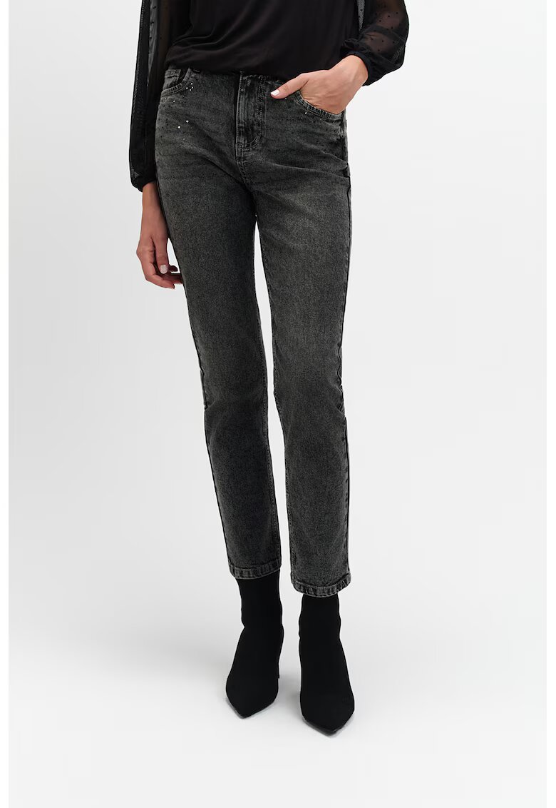 Top Secret Blugi crop slim fit - Gri antracit/Argintiu