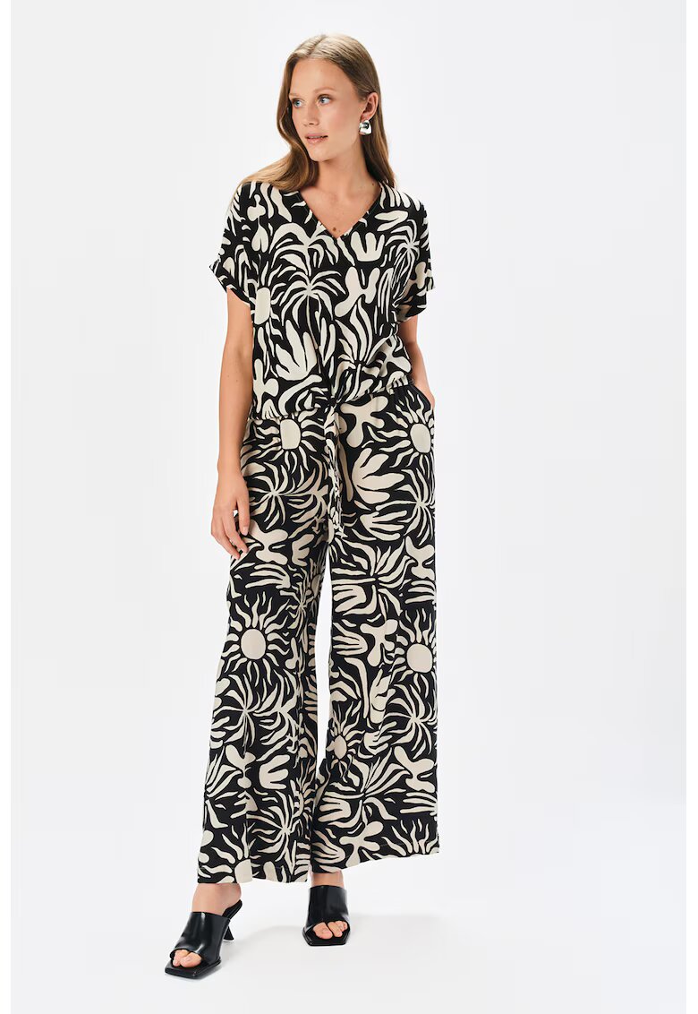 Top Secret Bluza cu maneci bufante - Alb fildes/Negru