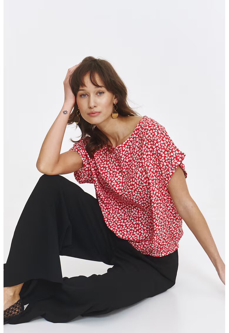 Top Secret Bluza cu model si maneci cazute - Rosu/Alb
