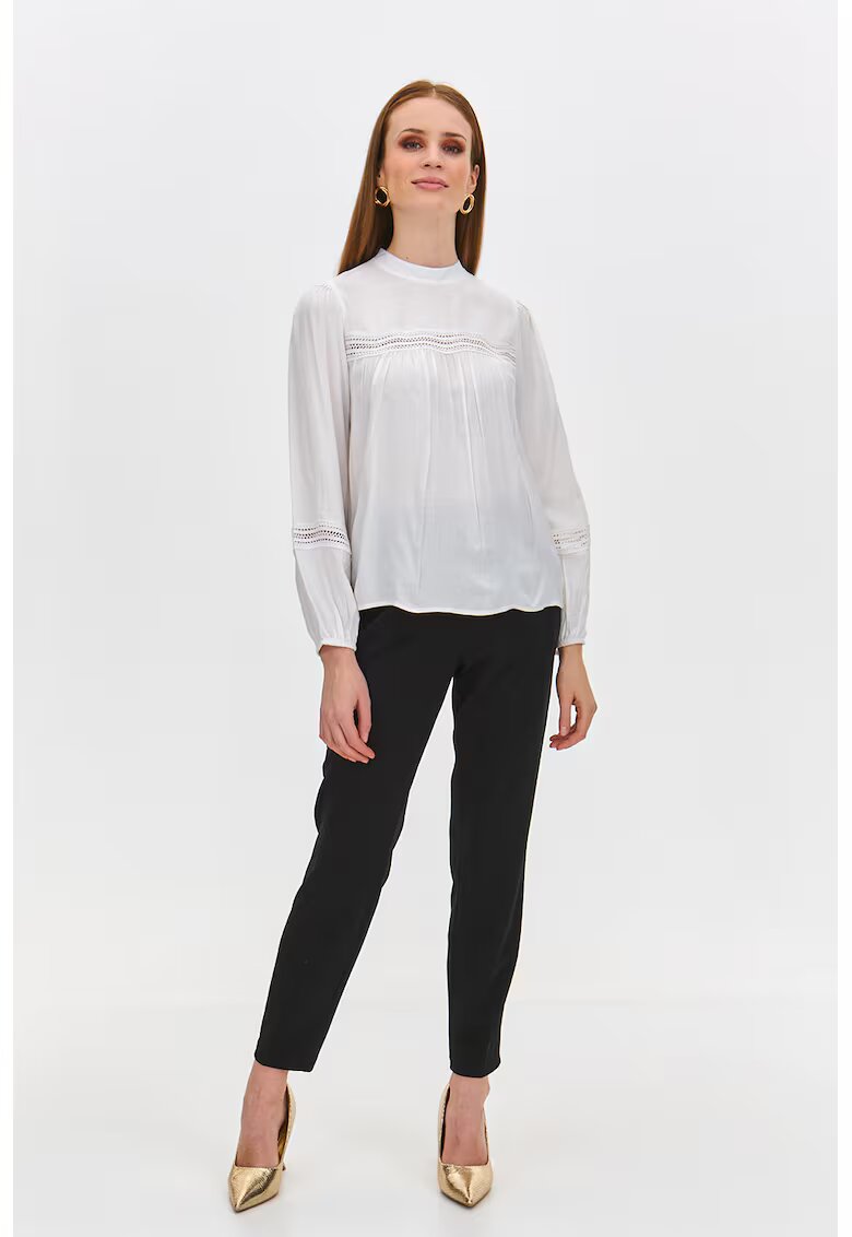 Top Secret Bluza cu model uni si guler scurt - Alb