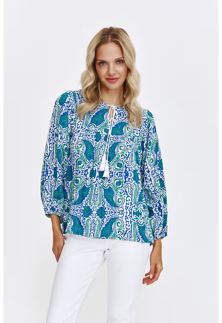Top Secret Bluza supradimensionata cu model - Alb/Albastru royal/Verde aquamarin